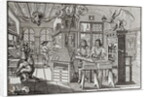 Interior of a printing works in Nuremberg, 17th century by School German