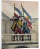 The Duke of Orleans embracing General La Fayette and raising the national colours on the terrace of the Palais-Royal, 30th July 1830 by Labastide