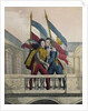 The Duke of Orleans embracing General La Fayette and raising the national colours on the terrace of the Palais-Royal, 30th July 1830 by Labastide