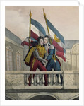 The Duke of Orleans embracing General La Fayette and raising the national colours on the terrace of the Palais-Royal, 30th July 1830 by Labastide