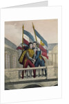 The Duke of Orleans embracing General La Fayette and raising the national colours on the terrace of the Palais-Royal, 30th July 1830 by Labastide