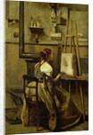 The Studio of Corot, or Young woman seated before an Easel, 1868-70 by Jean Baptiste Camille Corot