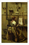 The Studio of Corot, or Young woman seated before an Easel, 1868-70 by Jean Baptiste Camille Corot