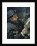 Claude Monet reading a newspaper, 1872 by Pierre Auguste Renoir