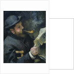 Claude Monet reading a newspaper, 1872 by Pierre Auguste Renoir