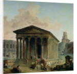 The Maison Carree with the Amphitheatre and the Tour Magne at Nimes, 1786-87 by Hubert Robert