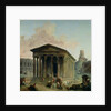 The Maison Carree with the Amphitheatre and the Tour Magne at Nimes, 1786-87 by Hubert Robert