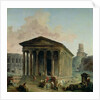 The Maison Carree with the Amphitheatre and the Tour Magne at Nimes, 1786-87 by Hubert Robert