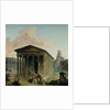 The Maison Carree with the Amphitheatre and the Tour Magne at Nimes, 1786-87 by Hubert Robert