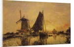 In Holland, Boats near a Windmill, 1868 by Johan-Barthold Jongkind