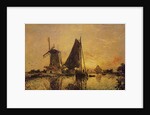 In Holland, Boats near a Windmill, 1868 by Johan-Barthold Jongkind