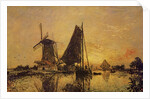 In Holland, Boats near a Windmill, 1868 by Johan-Barthold Jongkind