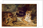 Young tiger playing with his mother, 1830 by Ferdinand Victor Eugene Delacroix