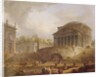 Porto di Ripetta in Rome, with the Pantheon, architectural tableau, 1766 by Hubert Robert