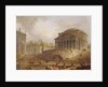 Porto di Ripetta in Rome, with the Pantheon, architectural tableau, 1766 by Hubert Robert
