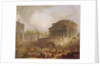Porto di Ripetta in Rome, with the Pantheon, architectural tableau, 1766 by Hubert Robert