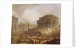 Porto di Ripetta in Rome, with the Pantheon, architectural tableau, 1766 by Hubert Robert