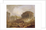 Porto di Ripetta in Rome, with the Pantheon, architectural tableau, 1766 by Hubert Robert
