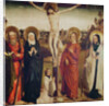 The Crucifixion, with Saint Andrew, Saint Matthew and a man kneeling at the foot of the cross by German School