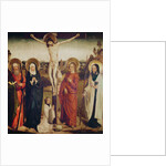 The Crucifixion, with Saint Andrew, Saint Matthew and a man kneeling at the foot of the cross by German School