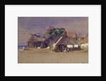 Fishermen's huts on the coast by Antoine Auguste Ernest Herbert or Hebert