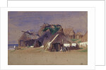 Fishermen's huts on the coast by Antoine Auguste Ernest Herbert or Hebert