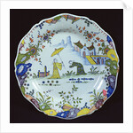 Plate, decorated in the Chinoiserie style, created in Rouen by French School