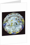 Plate, decorated in the Chinoiserie style, created in Rouen by French School