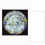 Plate, decorated in the Chinoiserie style, created in Rouen by French School