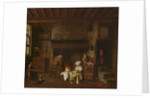 Interior scene, next to the chimney by Jan Josef the Elder Horemans