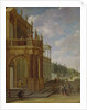 People on the terrace of a palace by Isaac van Nickele