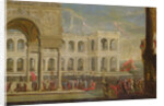 View of the Palace and Queen Joanna I of Naples by Italian School