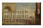 View of the Palace and Queen Joanna I of Naples by Italian School