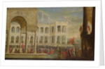 View of the Palace and Queen Joanna I of Naples by Italian School