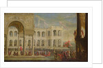 View of the Palace and Queen Joanna I of Naples by Italian School
