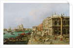 View of the Molo in front of Palazzo della Zecca, with Santa Maria della Salute in the background, Venice by Michele Marieschi