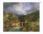 Village and Bridge of Crevola on the road from Simplon to Domodossola, 1832 by Jean Charles Joseph Remond