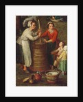 Country Life, detail of peasants churning milk by Jan the Elder Brueghel