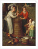 Country Life, detail of peasants churning milk by Jan the Elder Brueghel