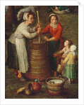 Country Life, detail of peasants churning milk by Jan the Elder Brueghel