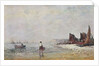 Fisherman in Villerville, Low Tide by Eugene Louis Boudin
