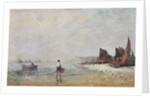 Fisherman in Villerville, Low Tide by Eugene Louis Boudin