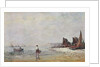 Fisherman in Villerville, Low Tide by Eugene Louis Boudin