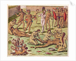 Navigatio in Brasiliam Americae, Immolation of a Barbarian, 1563 by Theodor de Bry