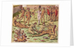 Navigatio in Brasiliam Americae, Immolation of a Barbarian, 1563 by Theodor de Bry