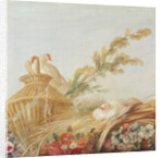 Salon of the Print-maker Gilles Demarteau, above the door; doves sitting their eggs in the hay, 1750-65 by Francois Boucher