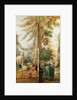 Salon of the print-maker Gilles Demarteau, two panels 1. dog and sheep 2. planted Orange tree with pecking doves by Jean-Baptiste Huet