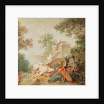 Salon of the Print-maker Gilles Demarteau, above the door: doves, a quiver and a straw hat, c.1750-65 by Jean-Baptiste Huet