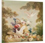 Salon of the Print-maker Gilles Demarteau, above the door: columns, a basket of roses and a torch by Jean-Baptiste Huet