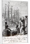 The Inhabitants of Boston Throw English-East Indian Tea in the Sea, 18 December 1773 by German School